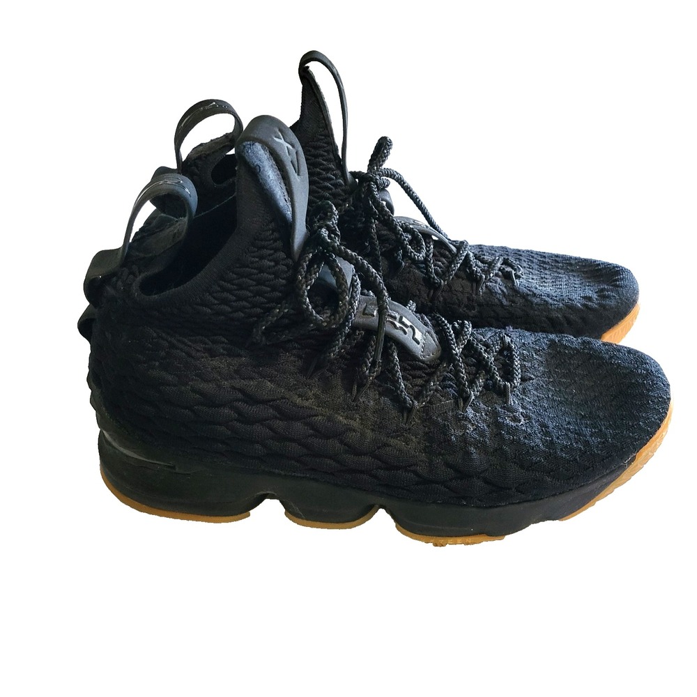 Nike LeBron 15 Black Gum Mens 10.5 Basketball Shoes High Top 897648-001